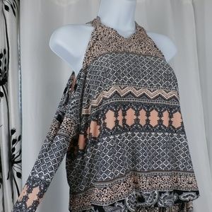 CATO Cold Shoulder Long Sleeve Tunic Mini Dress XL